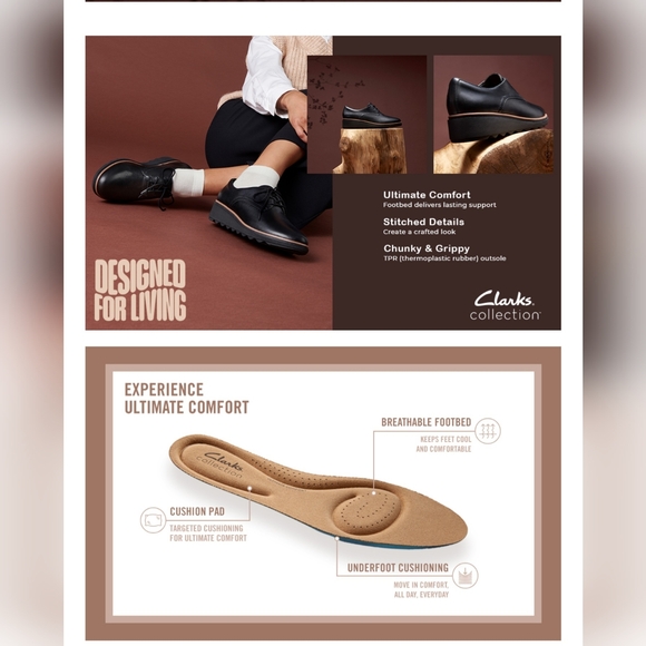 Clarks SHARON RAE Lace Up Black Leather Wedge Comfort Oxford Shoes Women's 9.5 - Picture 8 of 16